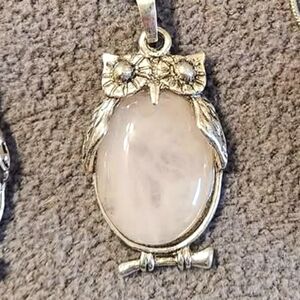 Rose quartz owl charm